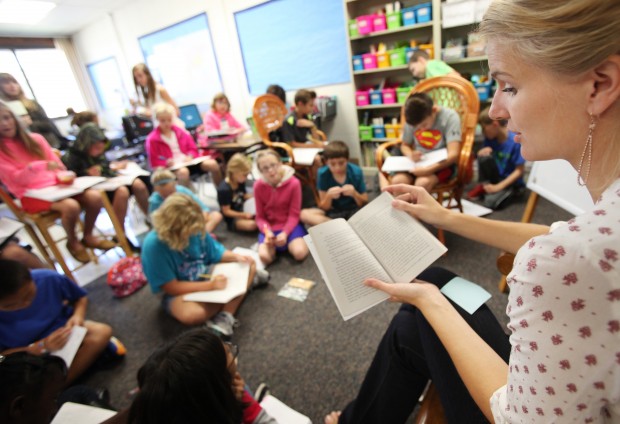 Pernille Ripp reads a chapter of a book aloud to her students for the Global Read Aloud program