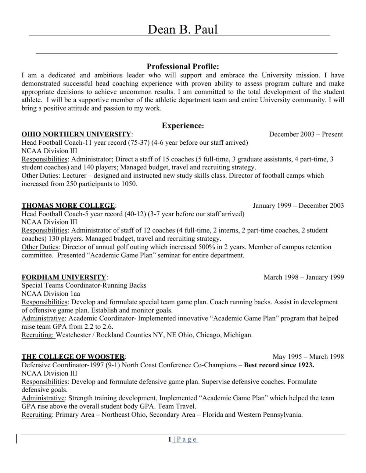 dean paul  resume for uw