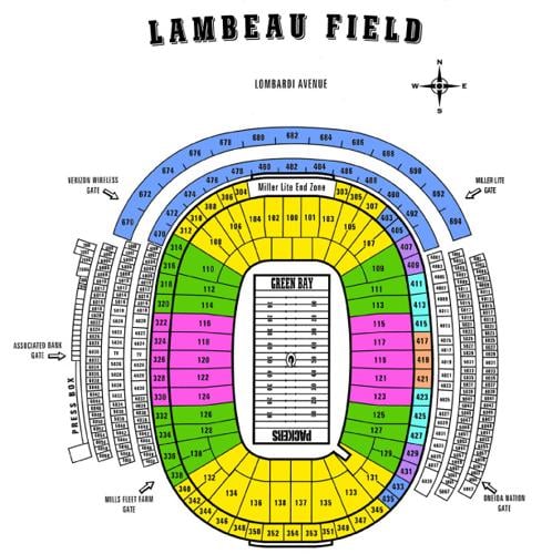 Lambeau Field Seating Diagram