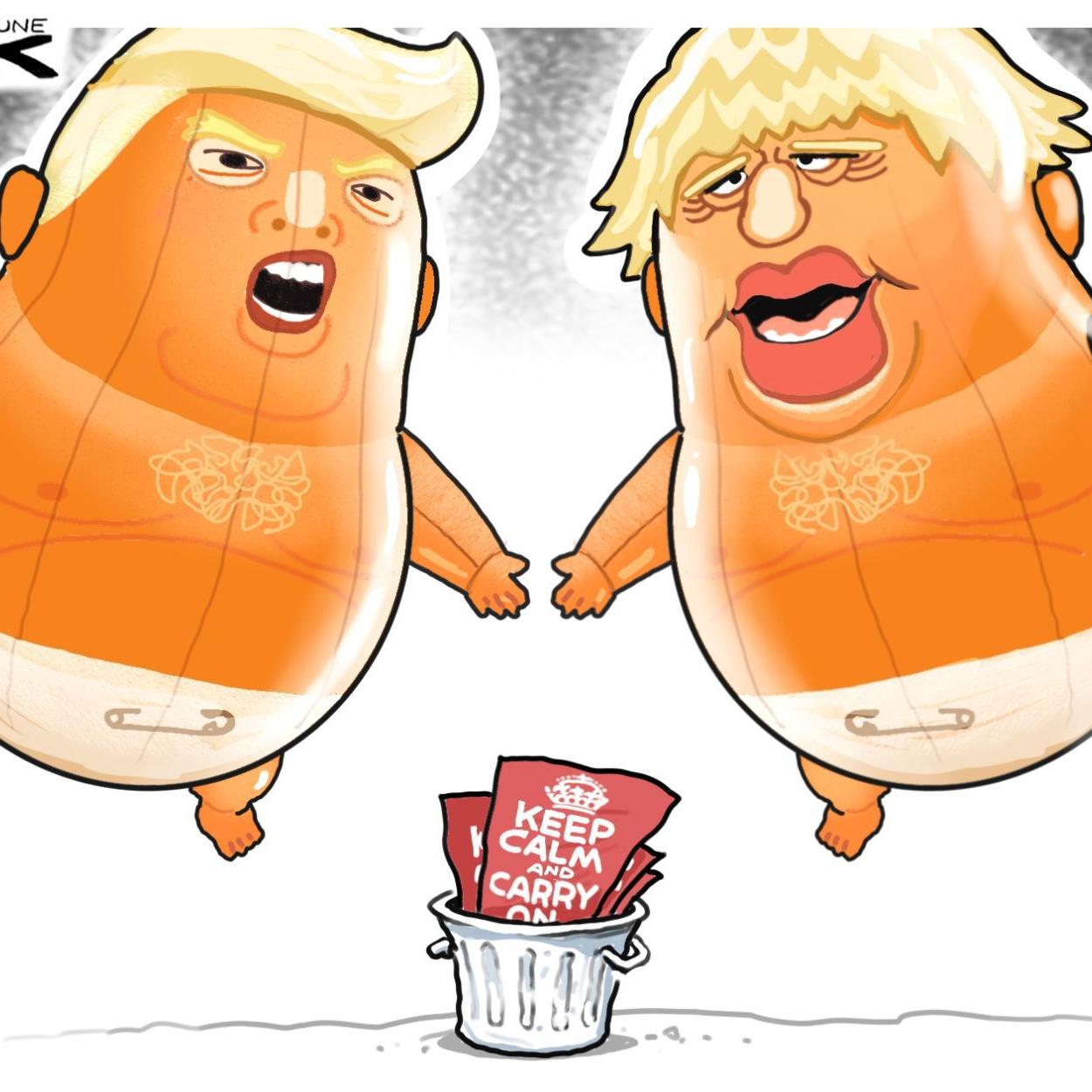 Donald Trump And Boris Johnson Trash Keep Calm Mantra In Steve Sack S Latest Political Cartoon Opinion Cartoon Madison Com
