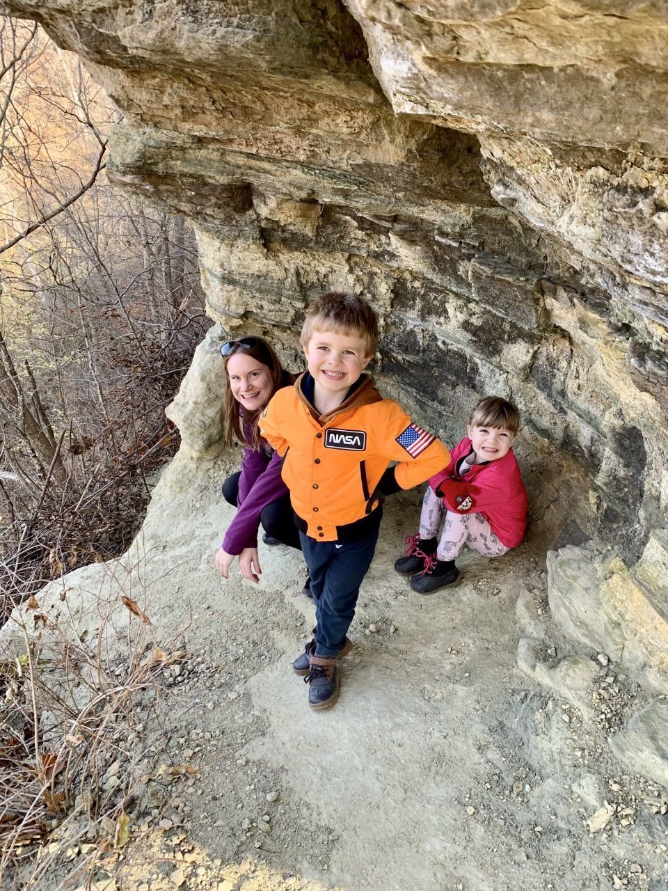 Halora Kidder on hike with her children