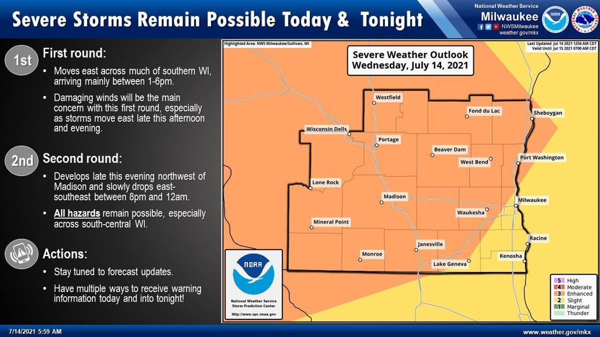 Severe storms Wed by National Weather Service