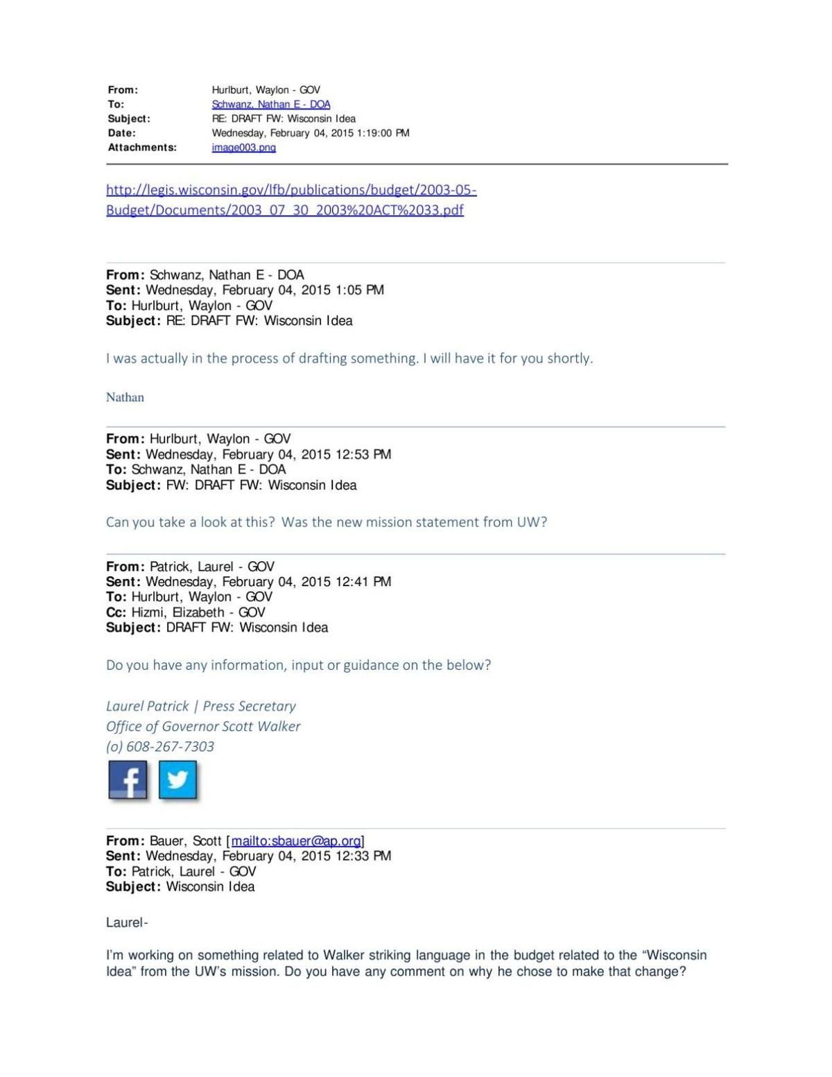 So Have You Actually Read Walkers >> Read Emails Between Walker Administration Officials About The So Have You Actually Read Walkers >> Read Emails Between Walker Administration Officials About The