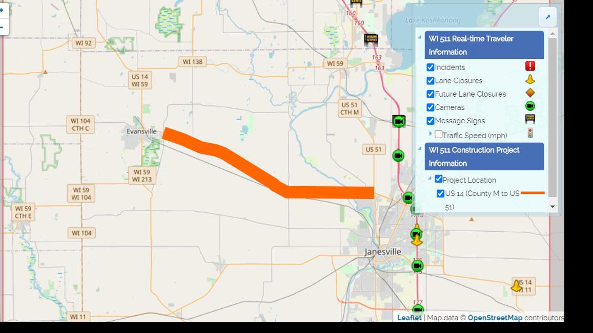 Highway 14 Between Evansville And Janesville Set For 2 Month Closure For Roadwork Traffic Live Madison Com