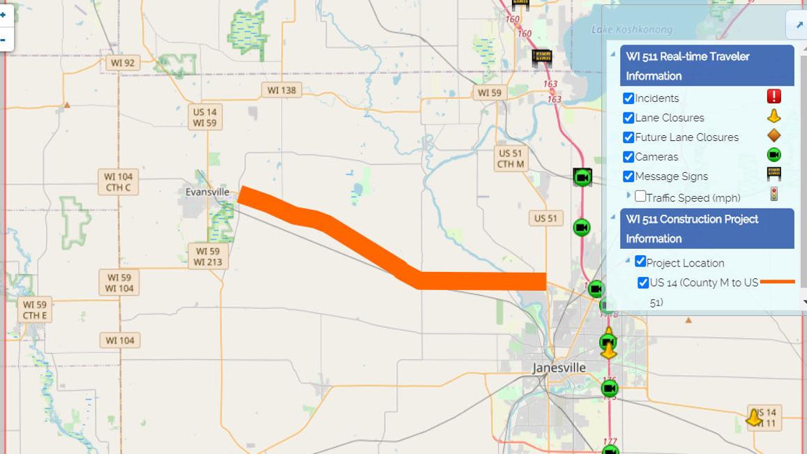 Highway 14 Between Evansville And Janesville Set For 2 Month Closure For Roadwork Traffic Live Madison Com