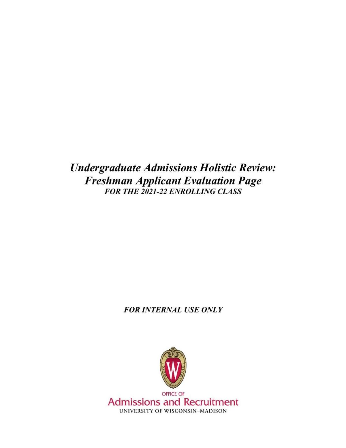 UW-Madison 2021-22 undergraduate admissions evaluation page