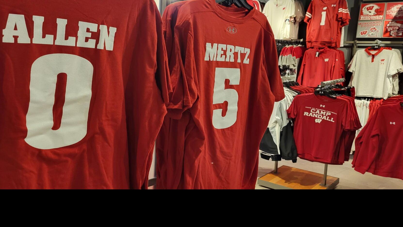 Player names arrive on Wisconsin T-shirts, and jerseys are coming soon