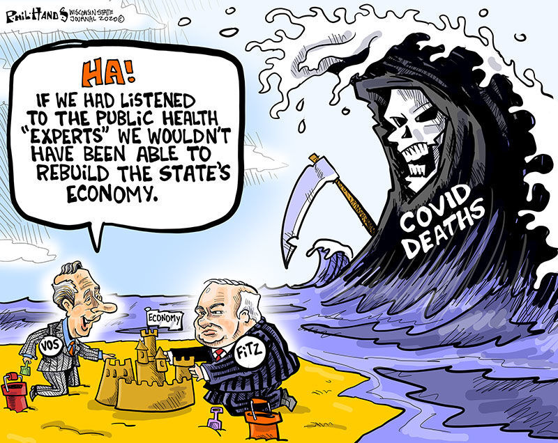 Hands On Wisconsin Coronavirus Wrecking Ball Crushes Trump S Economy Opinion Cartoon Madison Com