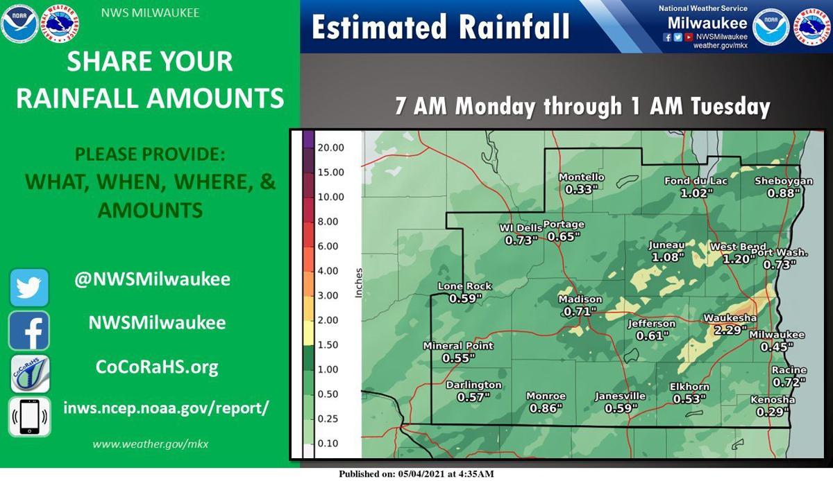 National Weather Service rain totals for Monday 5-3-21