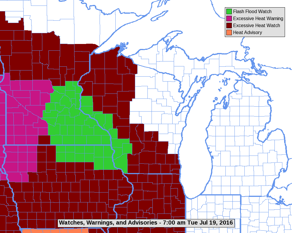 Excessive heat watch issued for southern Wisconsin for Thursday, Friday