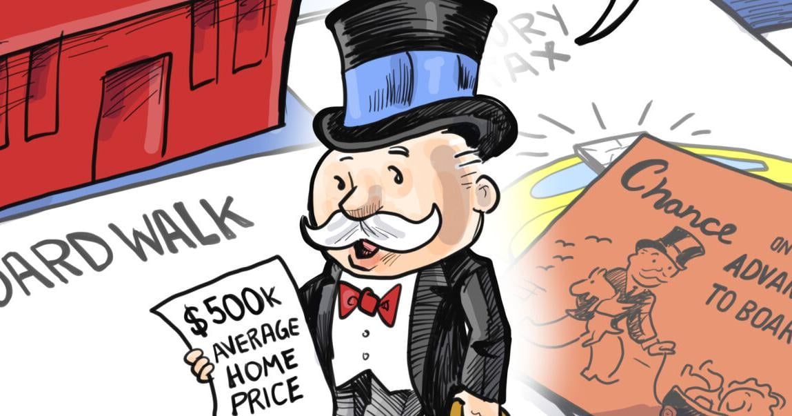 Phil Hands cartoon: Monopoly man can’t afford a half-million-dollar home in Madison