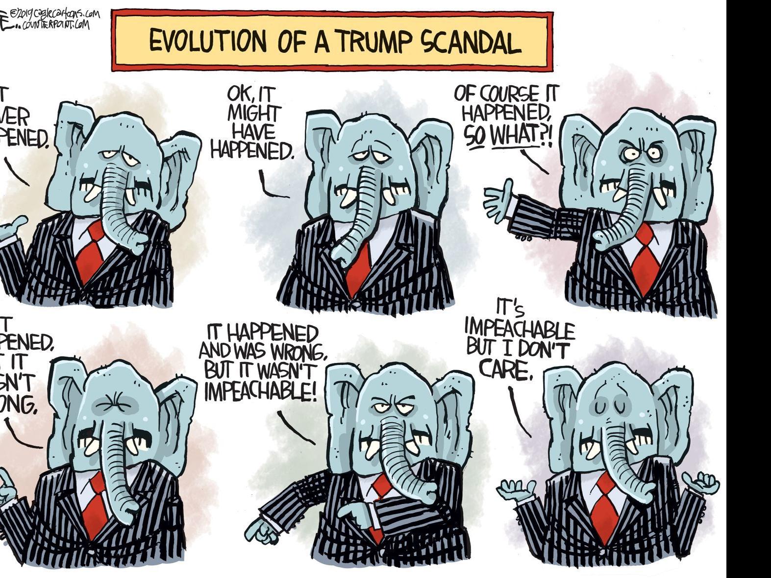 Republicans Defense Of Trump Evolves In Rick Mckee S Latest Political Cartoon Opinion Cartoon Madison Com