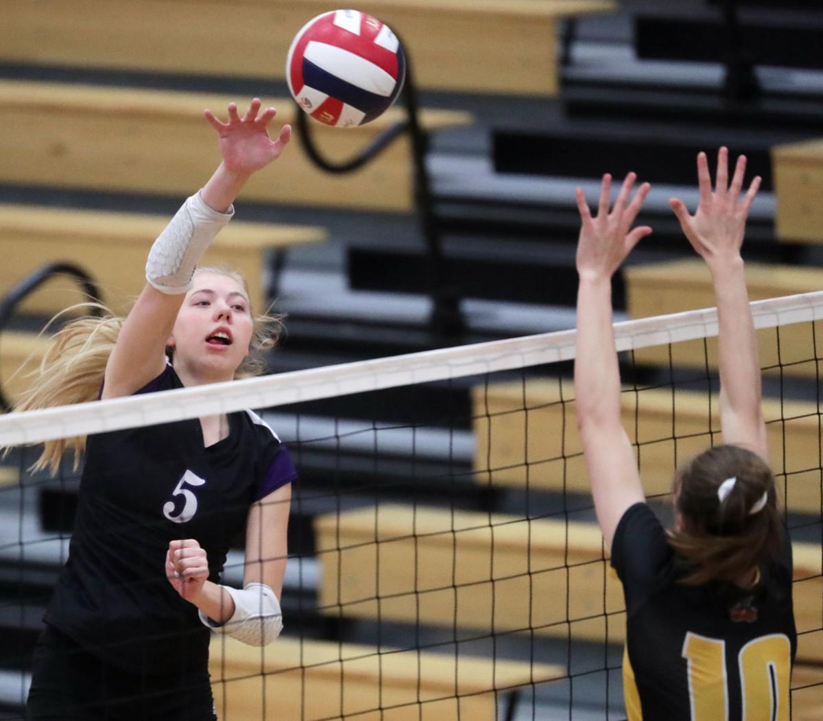 Prep girls volleyball photo: Waunakee's Jocelyn Meinholz tries for a point