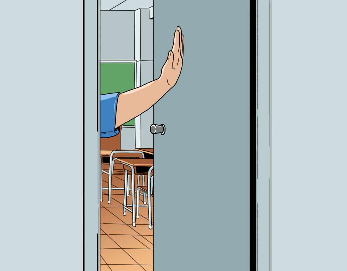 classroom and hand