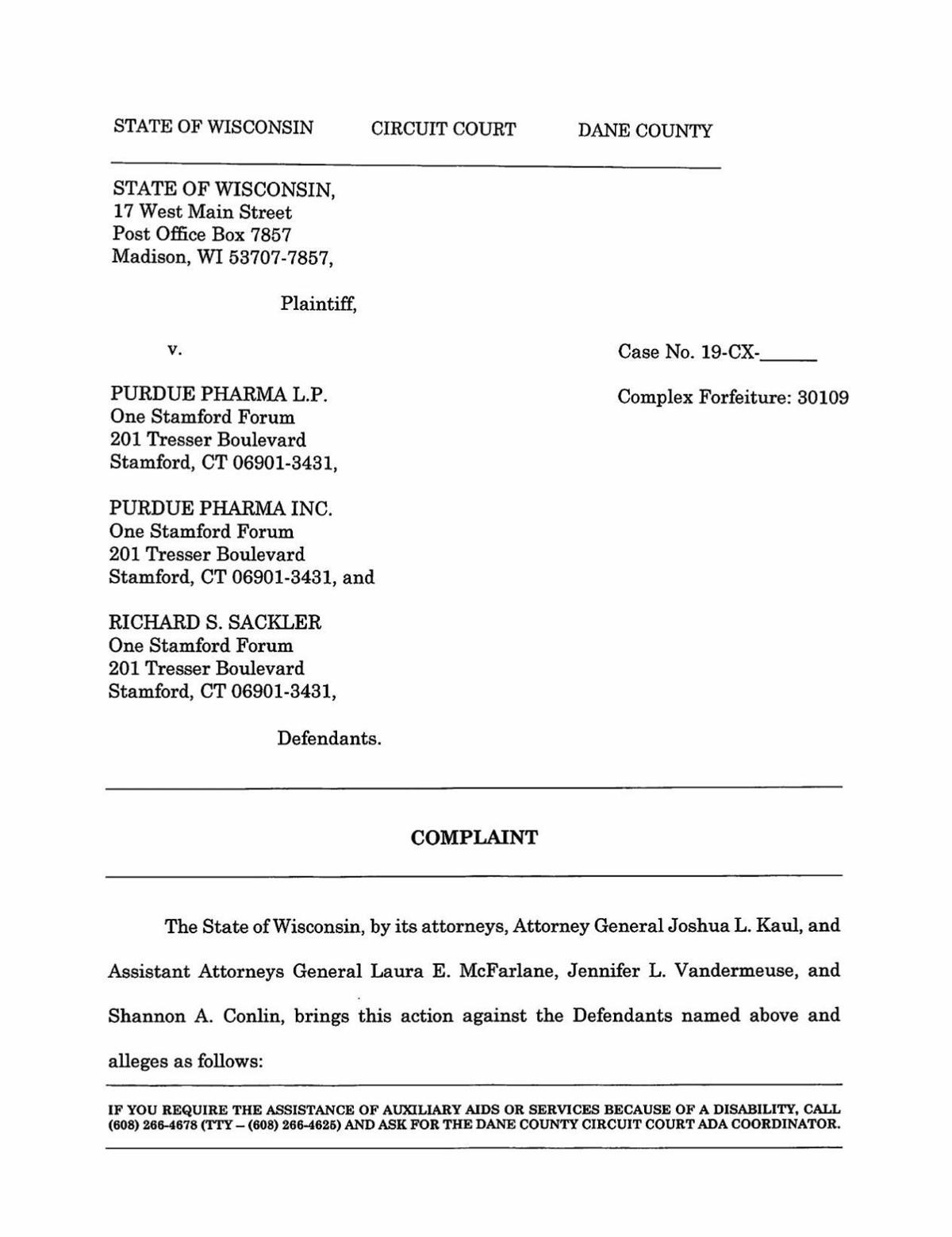 Wisconsin Purdue Pharma lawsuit | | madison.com