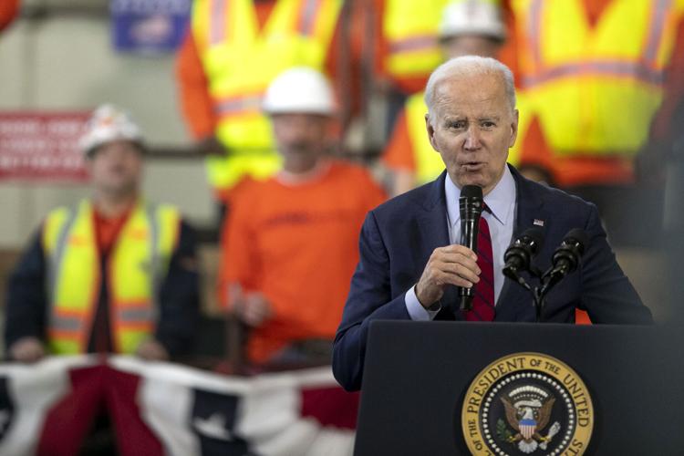 Joe Biden speaks to union members