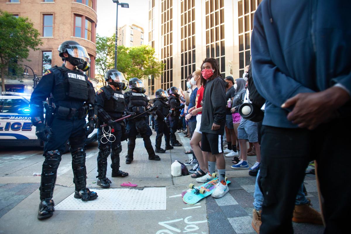 Protest photo, standoff with police