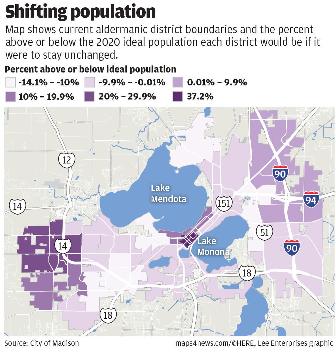 City Of Madison Ward Map Downtown, Far East And Far West Sides Fueled Madison's Growth In The Past  Decade | Local Government | Madison.com