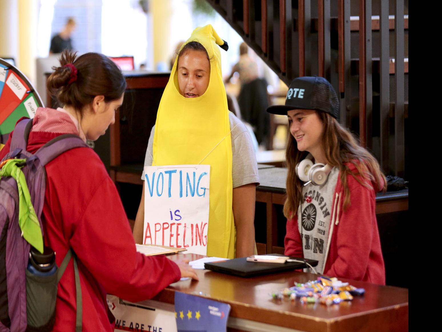 With Banana Costumes And Bouncy Houses Democrats Are Hoping For Young Voter Blue Wave Higher Education Madison Com