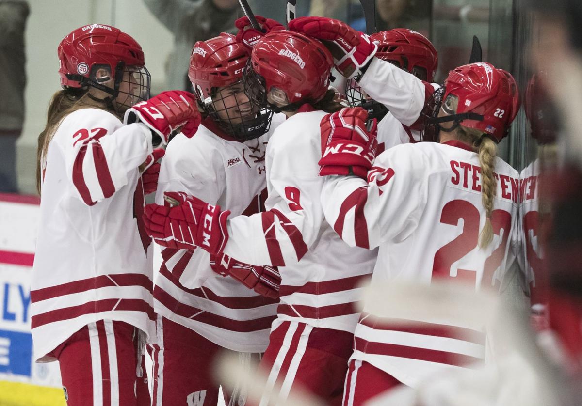 Badgers women's hockey celebration