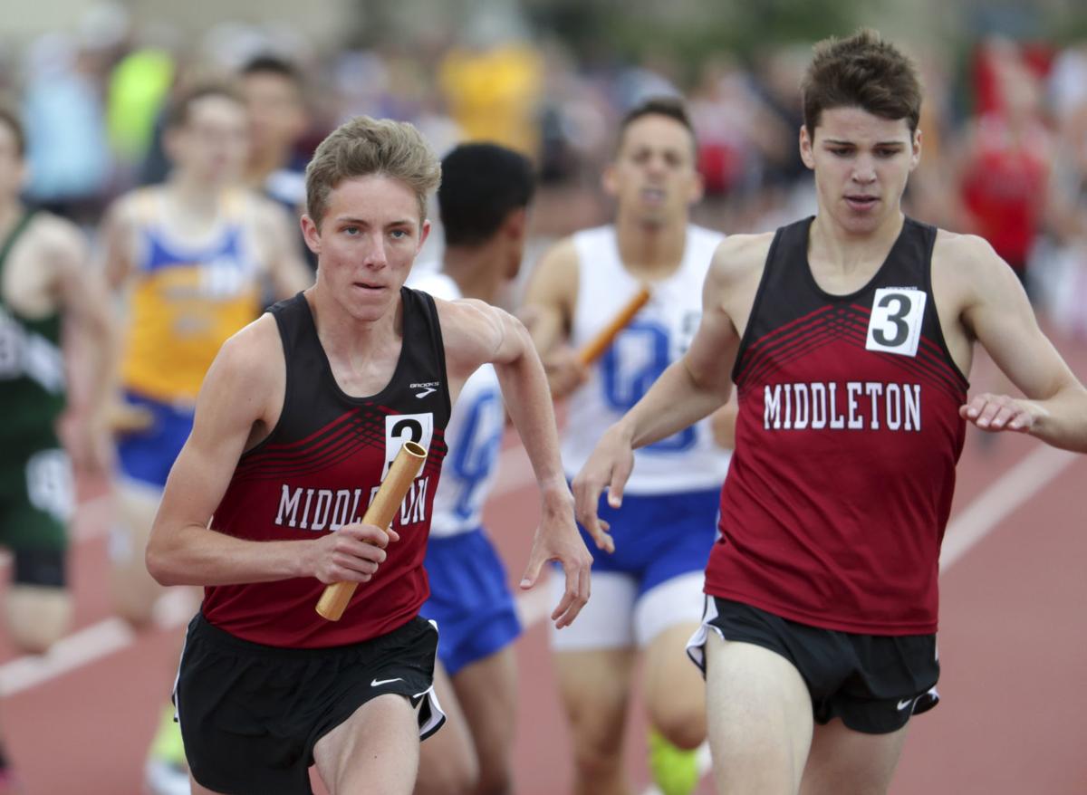 WIAA state boys track photo: Middleton's Caleb Easton and Michael Madoch