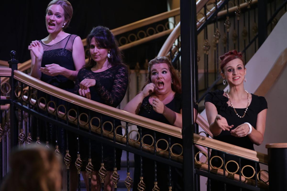 Nine on the stairs