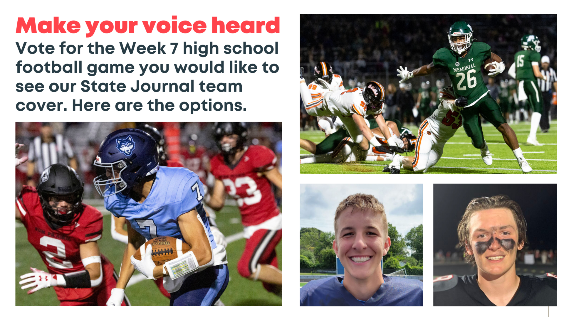 Vote for the High School Football Game to Cover in Week 7 in Madison Area