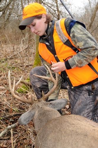 Leah Durkin and a buck