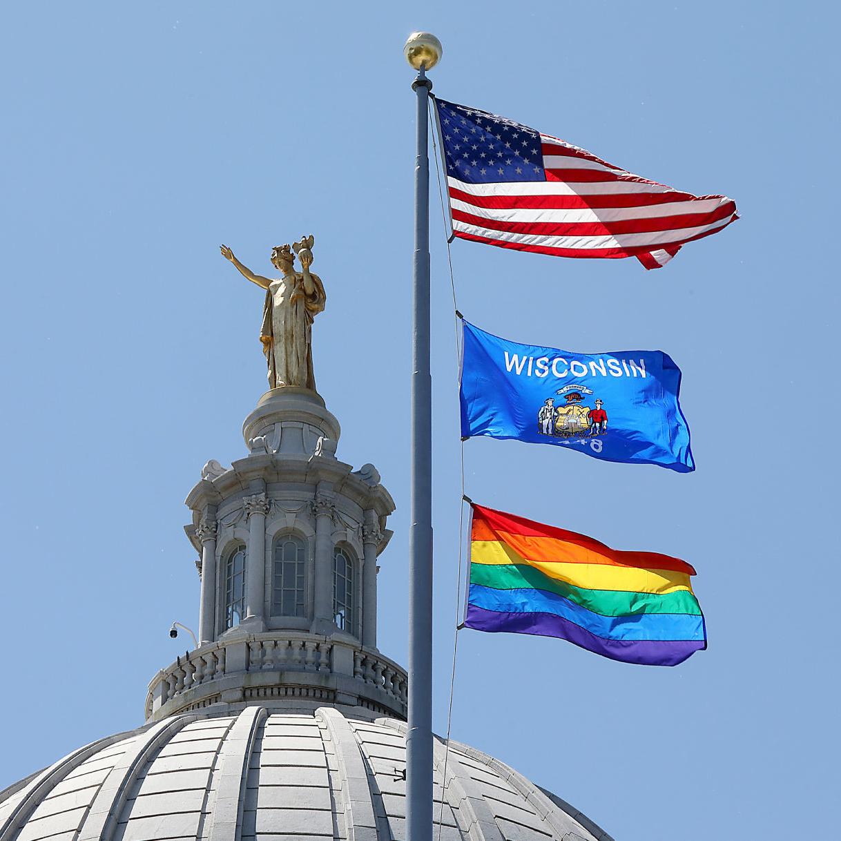 Rainbow Pride Flag Flies Over State Capitol For 1st Time In Wisconsin History Local Government Madison Com Rainbow Pride Flag Flies Over State Capitol For 1st Time In Wisconsin History Local Government Madison Com