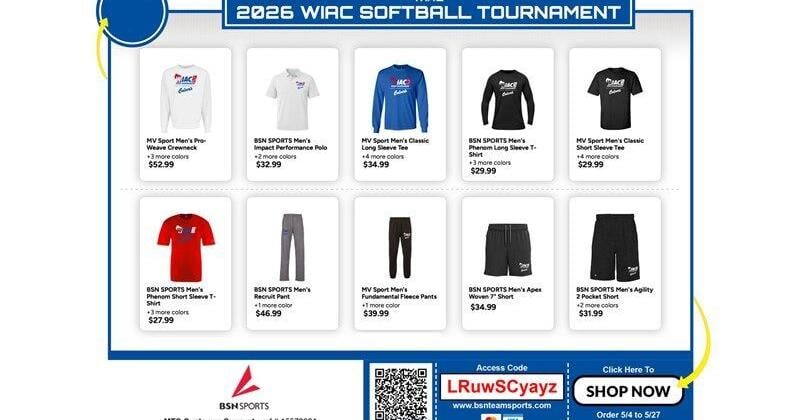 Purchase 2026 WIAC softball tournament merchandise