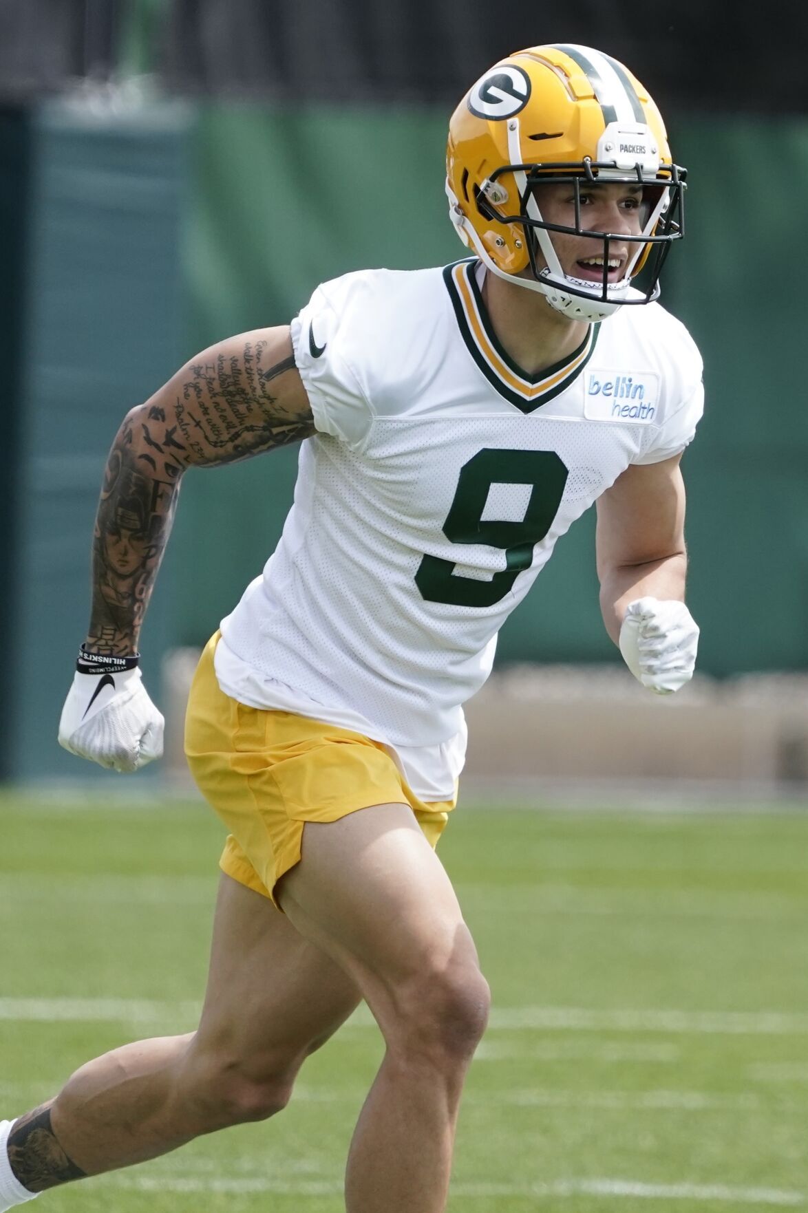 Green Bay Packers' Ray Wilborn and Ty Summers run a drill at the NFL  football team's practice field training camp Tuesday, May 24, 2022, in Green  Bay, Wis. (AP Photo/Morry Gash Stock