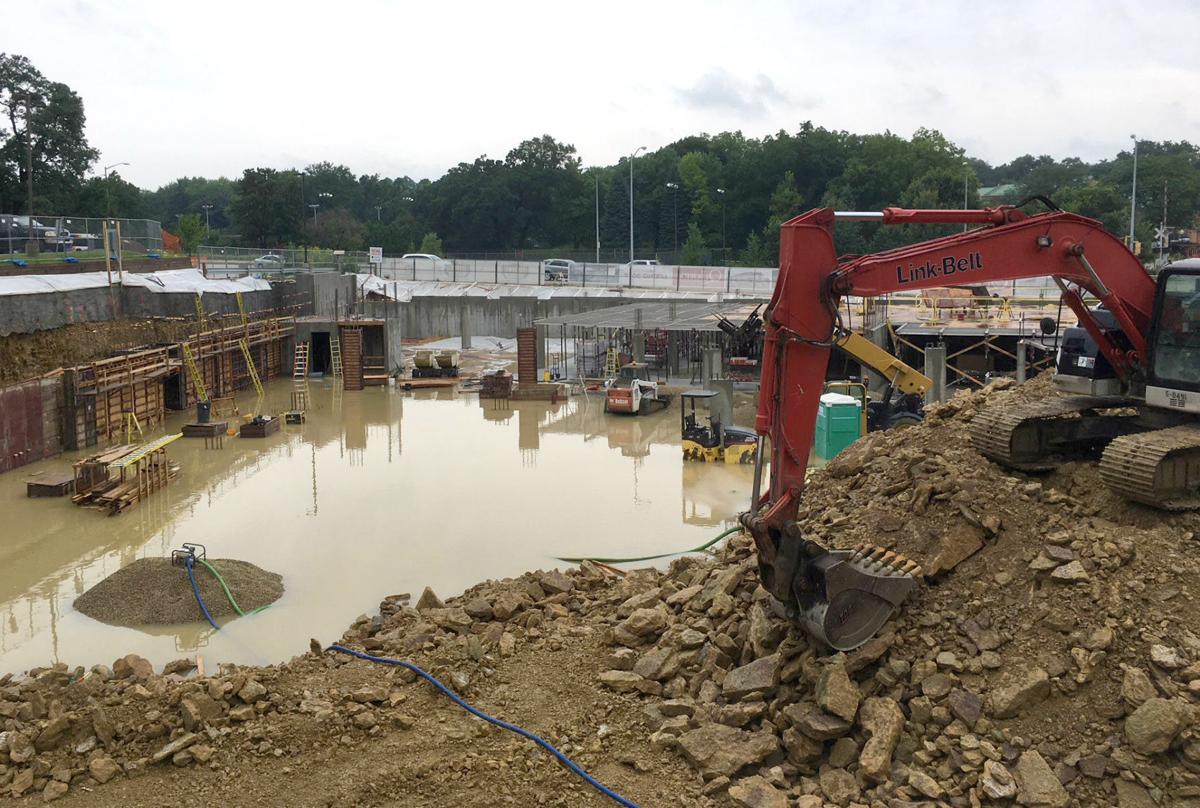 Flooded construction site