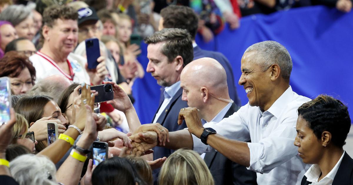 Photos: Obama, Walz lead spirited rally for Kamala Harris in Madison