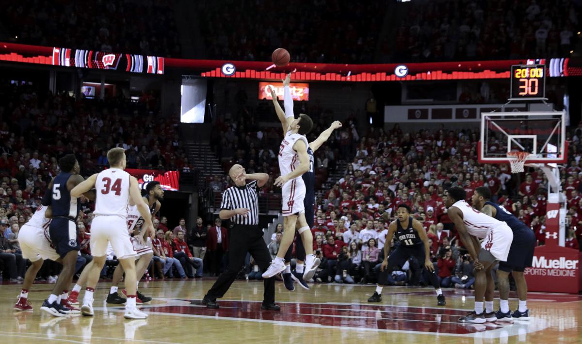 Opening Tip Off Belongs To Ethan Happ Way More Often Than Not Wisconsin Badgers Men S Basketball Madison Com