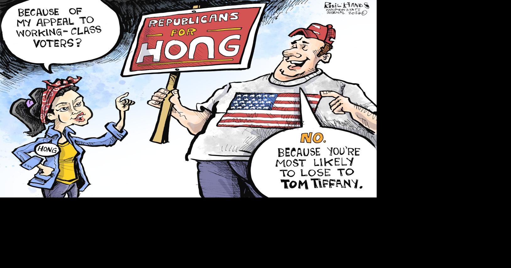 | Opinion Advocates for ideas and draws conclusions based on the interpretation of facts and data. Why are Republicans supporting Francesca Hong in Phil Hands' cartoon? Aug 5, 2026 6 mins ago