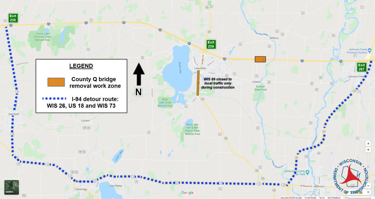 Bridge Removal Means Closure Detour Of I 94 Near Lake Mills Overnight Tuesday Into Wednesday Dot Says Traffic Live Madison Com