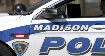 Madison squad car very close shot