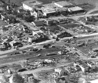 Barneveld tornado, view of downtown, 1984