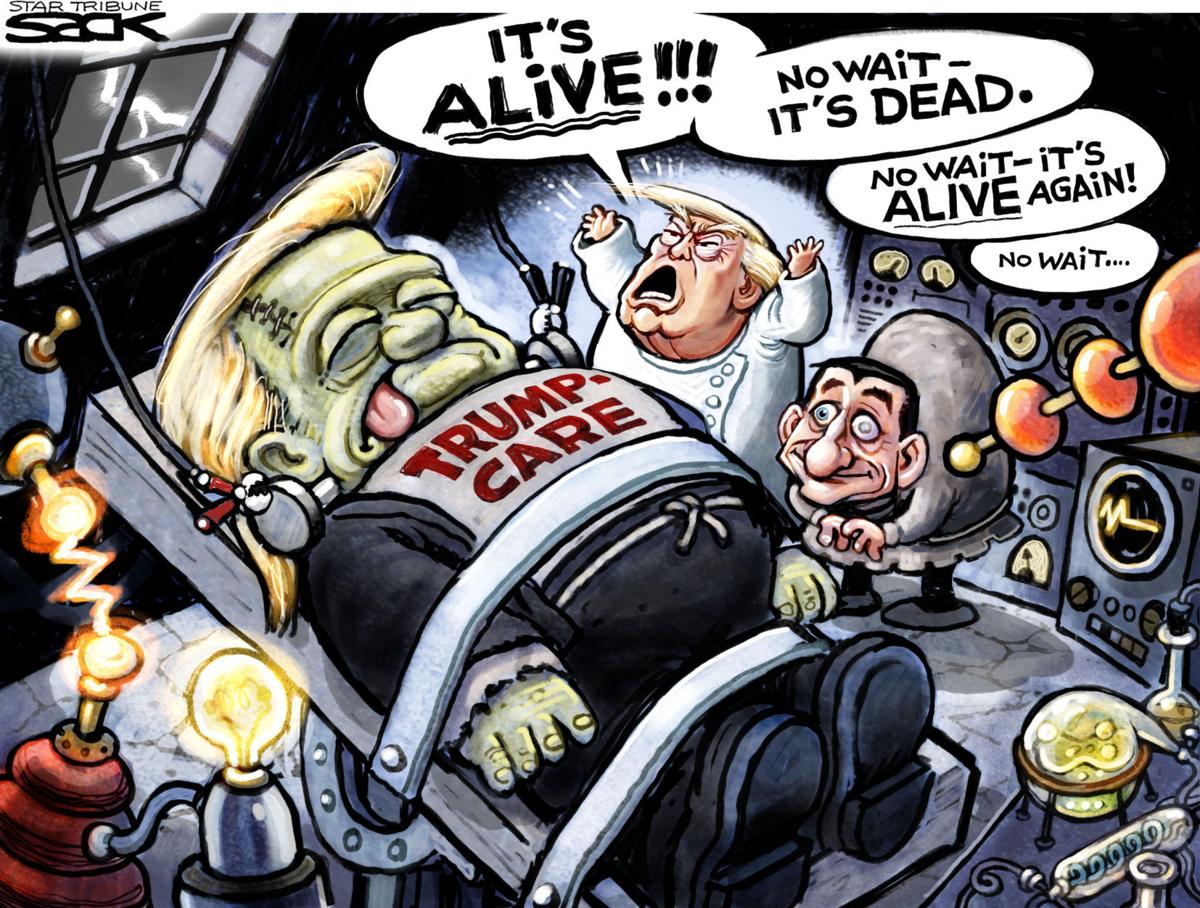 Trump is Dr. Frankenstein and Paul Ryan is Igor in Steve Sack's latest  political cartoon