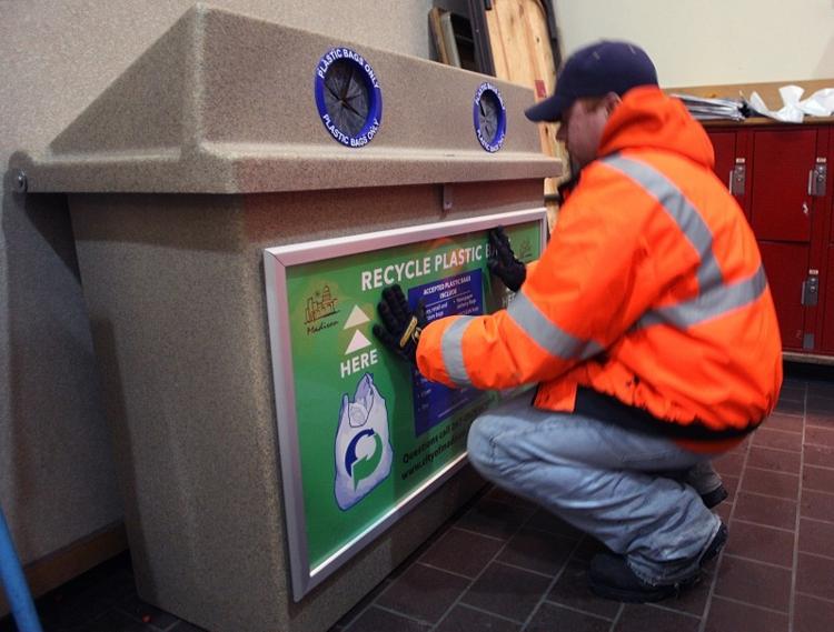 Madison crews empty plastic bag recycling bins more frequently than anticipated