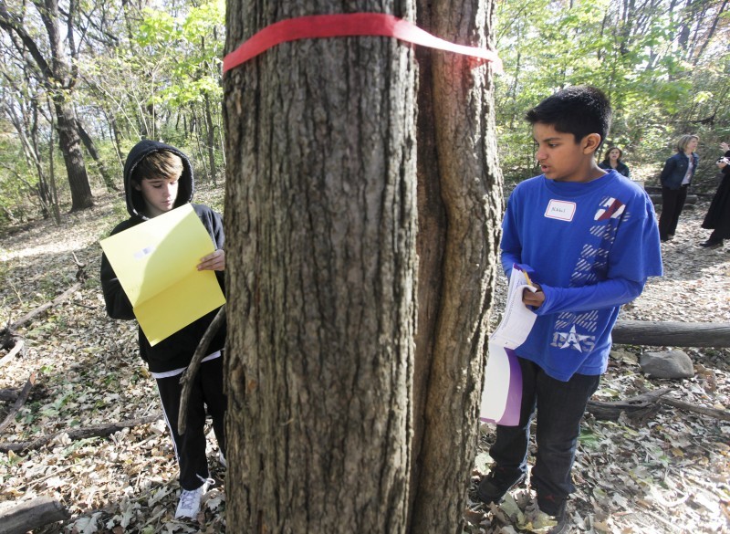 Middle school students find classroom is outside in Adopt-a-School