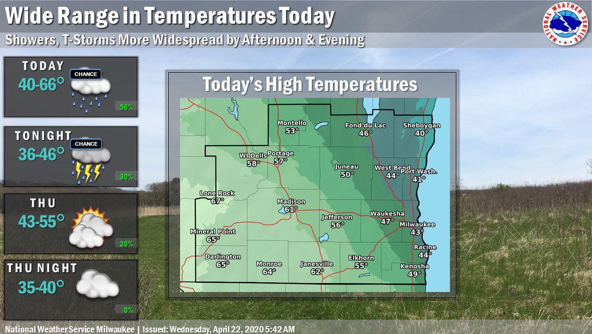 National Weather Service forecast graphic 4-22-20
