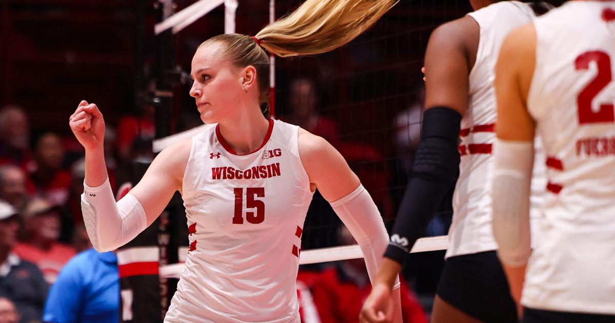 Madison Larson Wisconsin volleyball plays Nebraska on Halloween