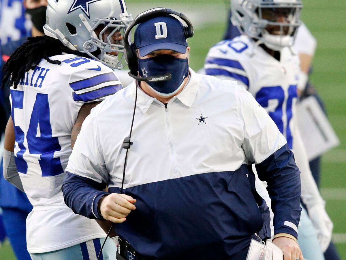 Dallas Cowboys head coach Mike McCarthy is pictured on the sideline during the first quarter against the San Francisco 49 ers at AT&T Stadium in Arlington, Texas, Sunday, December 20, 2020.