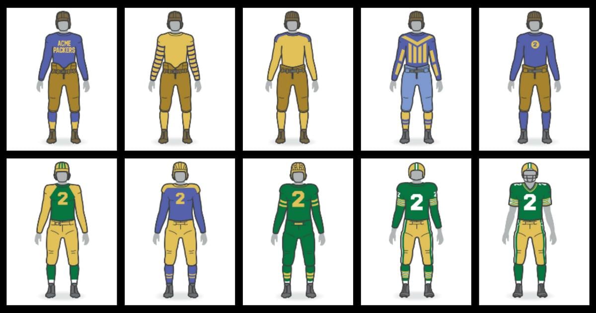Packers Rivals Uniforms Packers at 100 | Explore evolution of Green Bay Packers uniforms