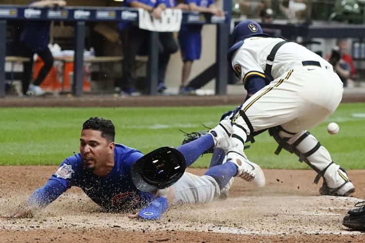 Contreras, plunked for 3rd time by Brewers, hits 2-run HR to lead Cubs'  rally