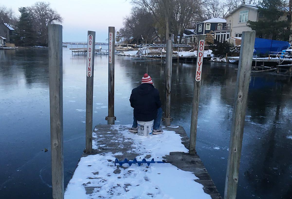 Ice angler at Spring Harbor