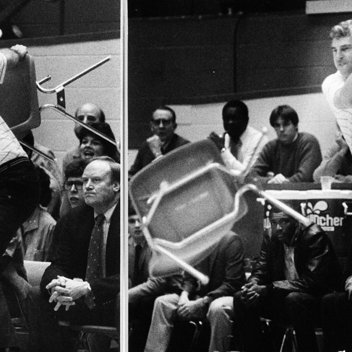 Today In Sports History Hoosiers Coach Bob Knight Ejected After Throwing Chair Across Court In 1985 Archives Madisoncom Today In Sports History Hoosiers Coach Bob Knight Ejected After Throwing Chair Across Court In 1985 Archives Madisoncom