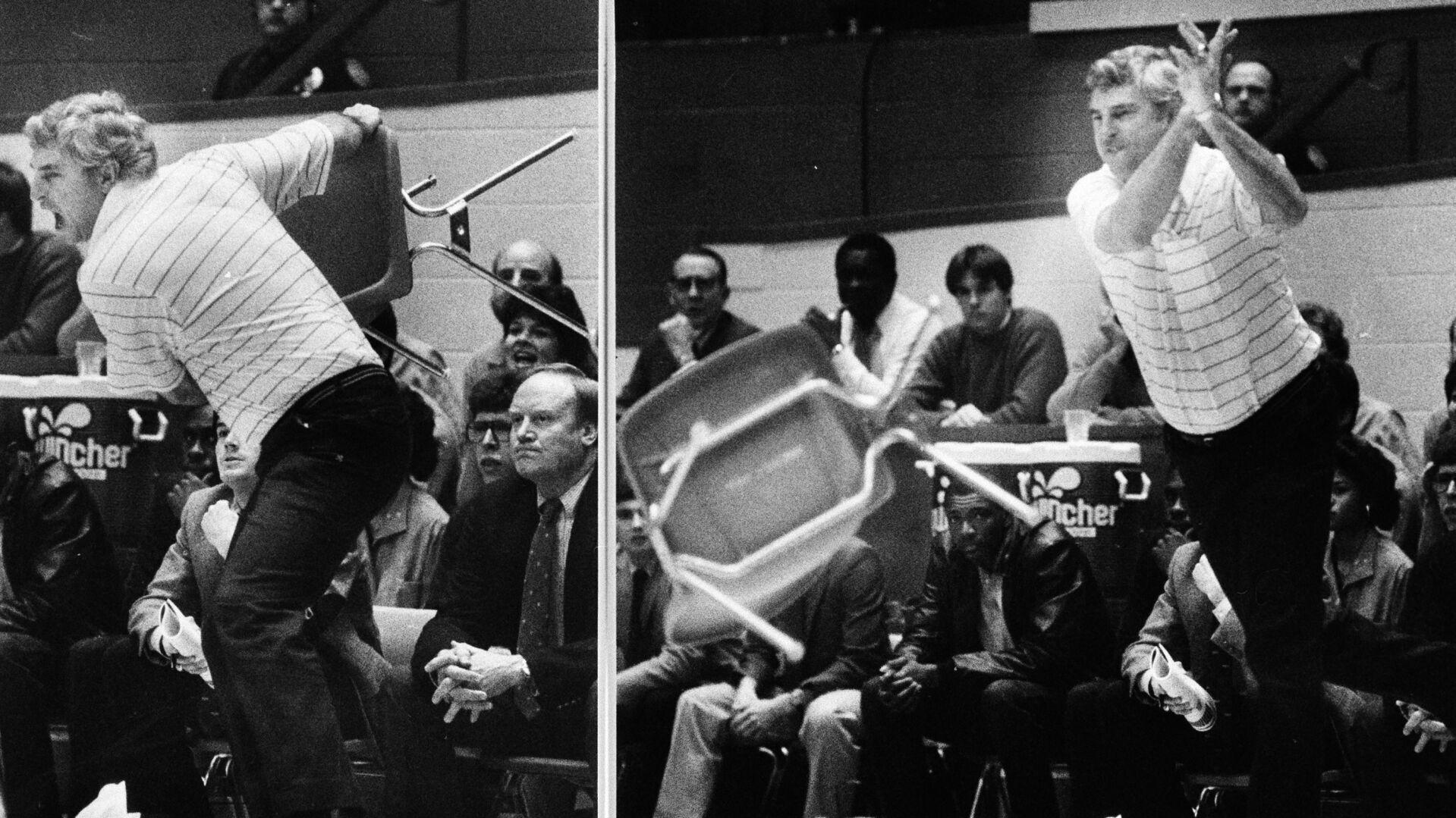 Today In Sports History Hoosiers Coach Bob Knight Ejected After Throwing Chair Across Court In 1985 Archives Madisoncom Today In Sports History Hoosiers Coach Bob Knight Ejected After Throwing Chair Across Court In 1985 Archives Madisoncom