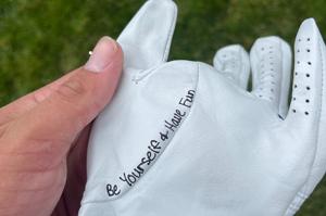 Jackson Koivun likes to write reminders on his golf glove. Here's the original message from 2024. In winning the 2026 3M Open, he had the words trust, confidence and dominate.